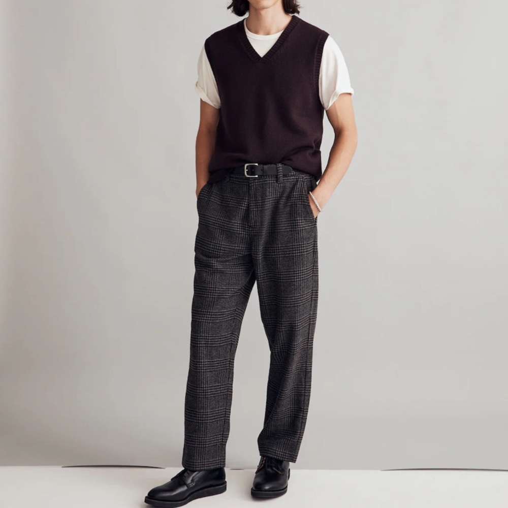 Madewell Baggy Straight Wool-Blend Pants
